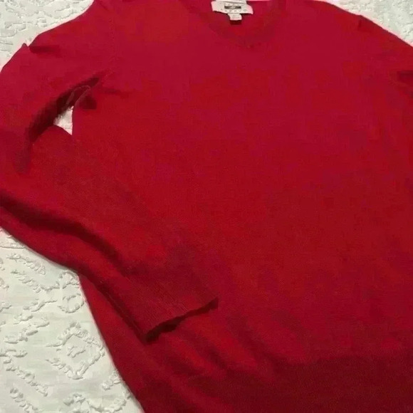 Joseph Abboud 100% Extra Fine Merino Wool V-Neck Red Sweater Men’s Size Medium - Picture 6 of 11